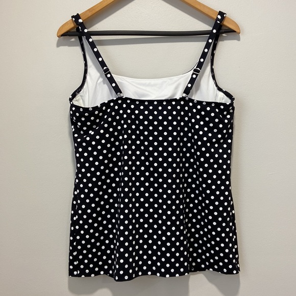 Lands’ End Polka Dots Tankini Swim Top Women Size 14L - Picture 7 of 10